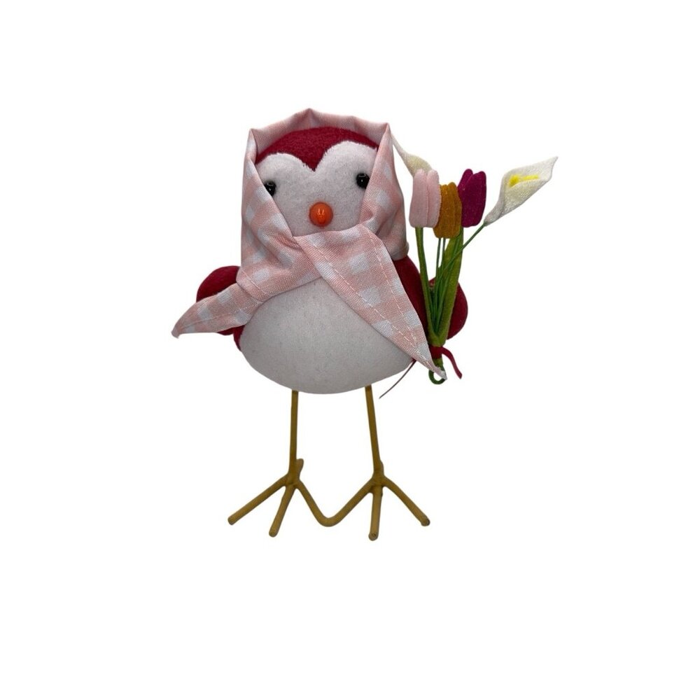 Featherly Friends Spritz Bird Collectible Wonderland Pink Gingham Tulips Rare